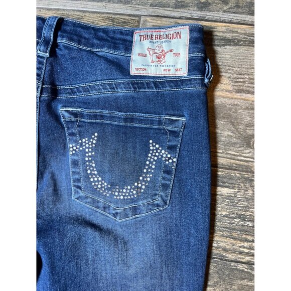True Religion Size 30 Jennie Curvy Mid Rise Super Skinny Bling Jeans Western - Picture 11 of 11